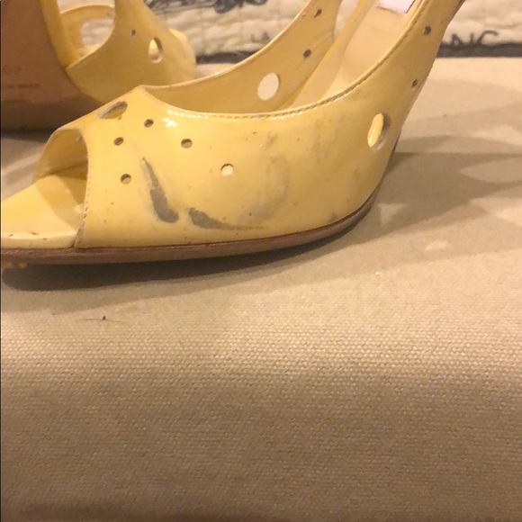 Jimmy Choo Pale Yellow Perforated Pumps - Picture 5 of 6